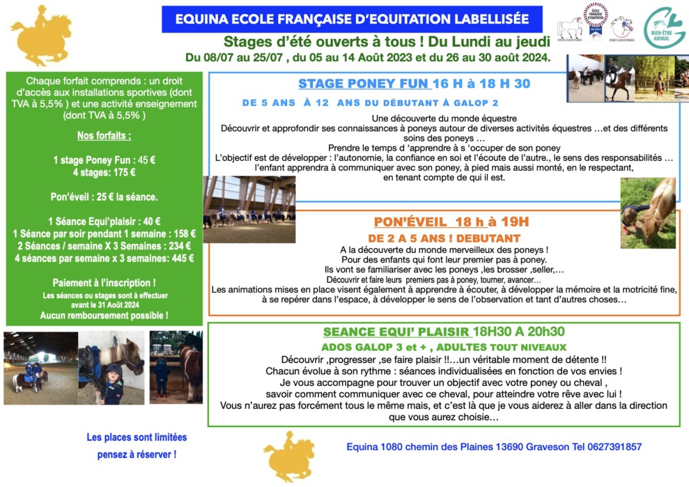 Pour des vacances d'été au top !!! 100% équitation !!! Pour des vacances d'été au top !!! 100% équitation !!!